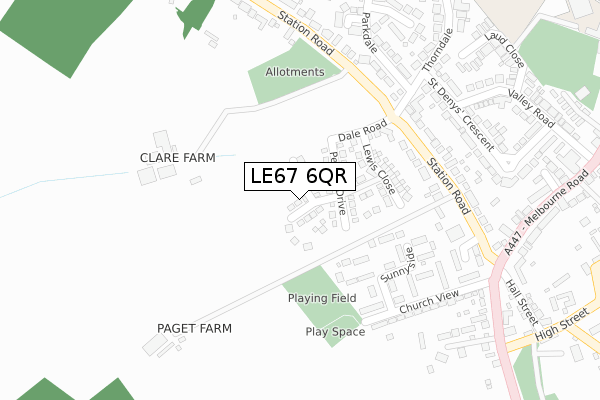 LE67 6QR map - large scale - OS Open Zoomstack (Ordnance Survey) LE67 6QR map - large scale - OS Open Zoomstack (Ordnance Survey)