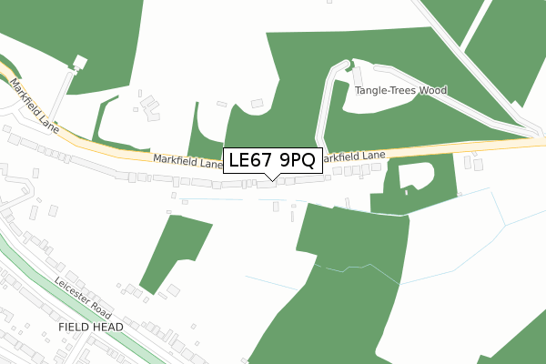 LE67 9PQ map - large scale - OS Open Zoomstack (Ordnance Survey)