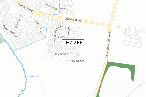 LE7 2FF map - large scale - OS Open Zoomstack (Ordnance Survey)