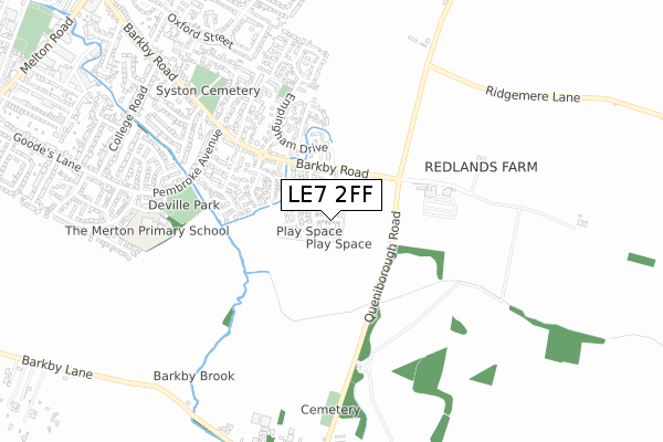 LE7 2FF map - small scale - OS Open Zoomstack (Ordnance Survey)