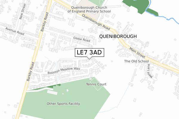 LE7 3AD map - large scale - OS Open Zoomstack (Ordnance Survey)