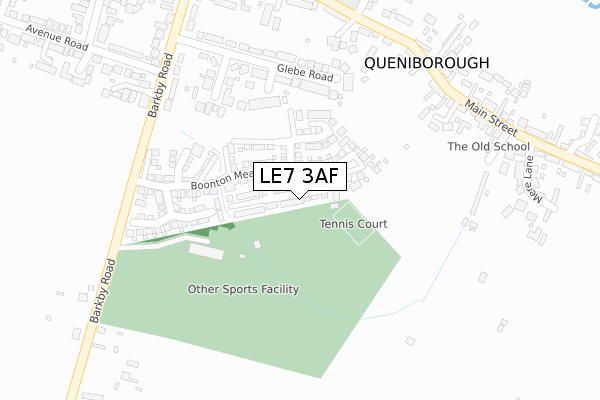 LE7 3AF map - large scale - OS Open Zoomstack (Ordnance Survey)