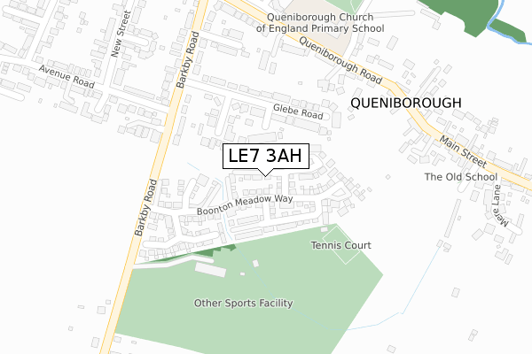 LE7 3AH map - large scale - OS Open Zoomstack (Ordnance Survey)