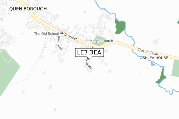 LE7 3EA map - large scale - OS Open Zoomstack (Ordnance Survey)