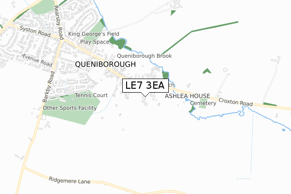 LE7 3EA map - small scale - OS Open Zoomstack (Ordnance Survey)