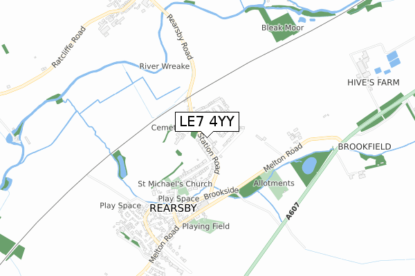LE7 4YY map - small scale - OS Open Zoomstack (Ordnance Survey)