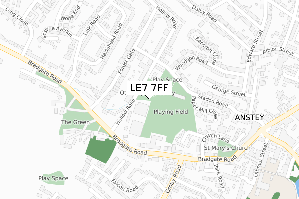 LE7 7FF map - large scale - OS Open Zoomstack (Ordnance Survey)