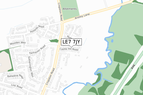 LE7 7JY map - large scale - OS Open Zoomstack (Ordnance Survey) LE7 7JY map - large scale - OS Open Zoomstack (Ordnance Survey)