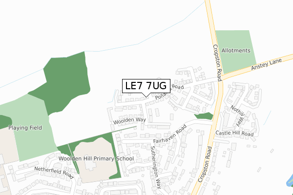 LE7 7UG map - large scale - OS Open Zoomstack (Ordnance Survey)