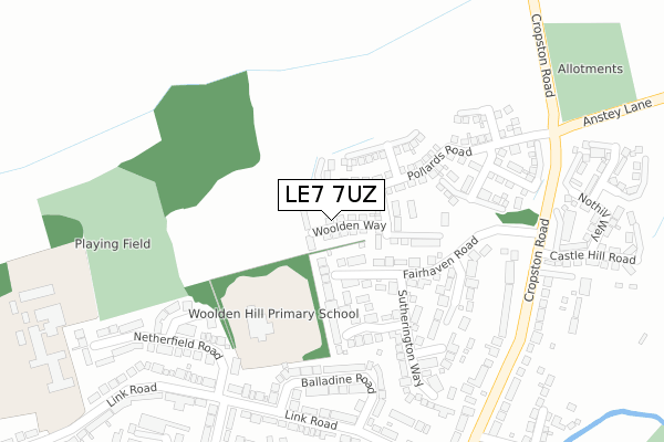 LE7 7UZ map - large scale - OS Open Zoomstack (Ordnance Survey) LE7 7UZ map - large scale - OS Open Zoomstack (Ordnance Survey)