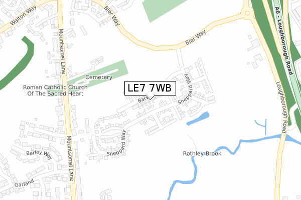 LE7 7WB map - large scale - OS Open Zoomstack (Ordnance Survey)