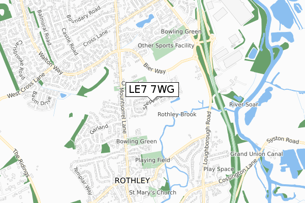 LE7 7WG map - small scale - OS Open Zoomstack (Ordnance Survey) LE7 7WG map - small scale - OS Open Zoomstack (Ordnance Survey)