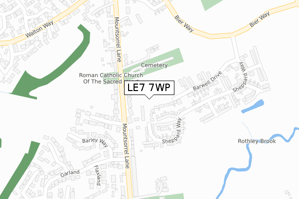 LE7 7WP map - large scale - OS Open Zoomstack (Ordnance Survey)