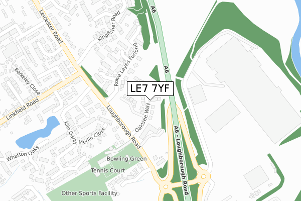 LE7 7YF map - large scale - OS Open Zoomstack (Ordnance Survey)