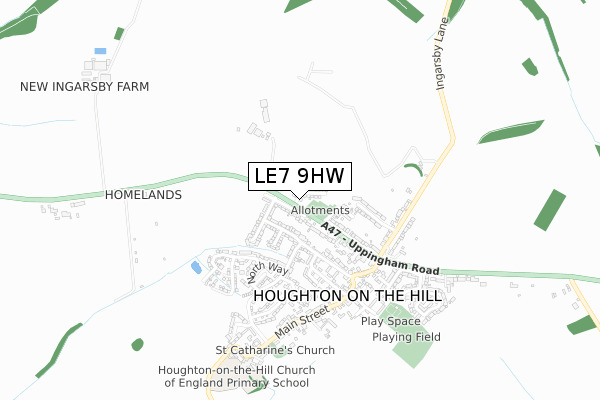 LE7 9HW map - small scale - OS Open Zoomstack (Ordnance Survey)