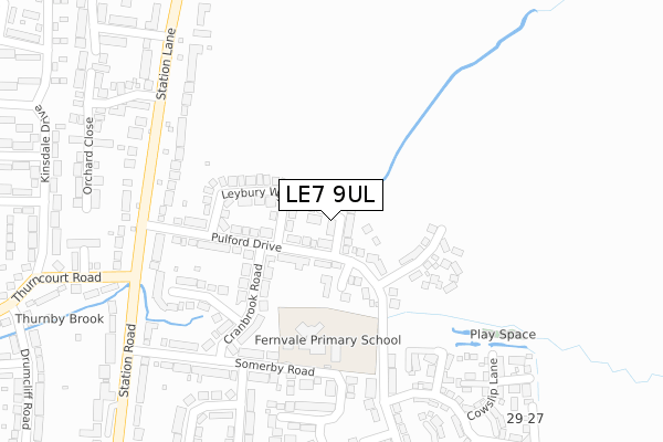 LE7 9UL map - large scale - OS Open Zoomstack (Ordnance Survey)
