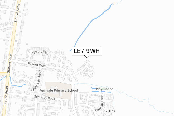 LE7 9WH map - large scale - OS Open Zoomstack (Ordnance Survey)