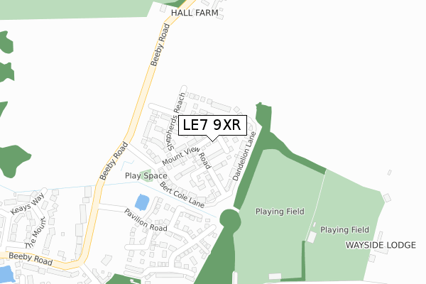 LE7 9XR map - large scale - OS Open Zoomstack (Ordnance Survey)