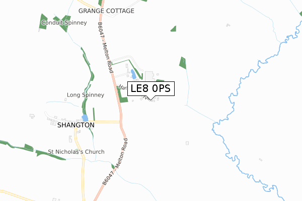 LE8 0PS map - small scale - OS Open Zoomstack (Ordnance Survey)