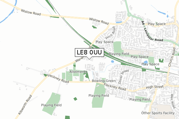 LE8 0UU map - small scale - OS Open Zoomstack (Ordnance Survey)