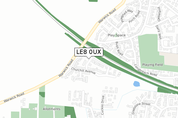 LE8 0UX map - large scale - OS Open Zoomstack (Ordnance Survey)