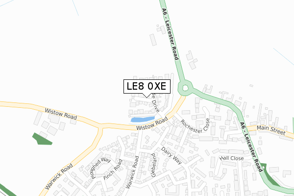 LE8 0XE map - large scale - OS Open Zoomstack (Ordnance Survey)