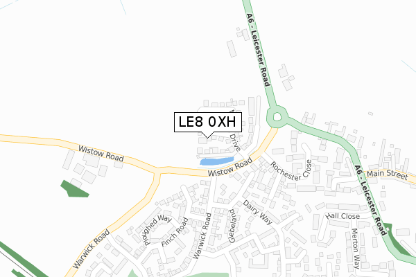 LE8 0XH map - large scale - OS Open Zoomstack (Ordnance Survey)
