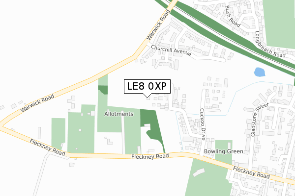 LE8 0XP map - large scale - OS Open Zoomstack (Ordnance Survey)
