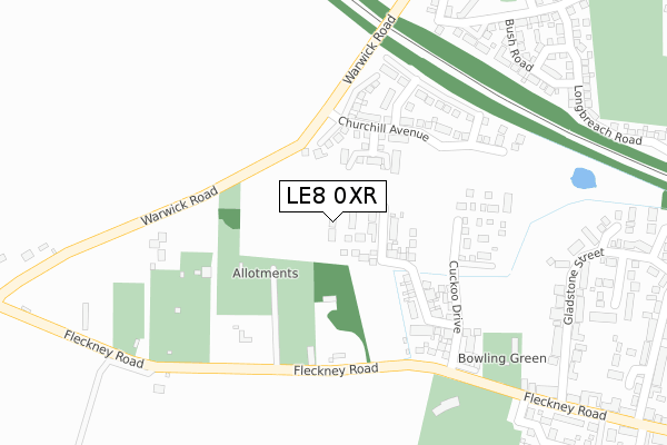 LE8 0XR map - large scale - OS Open Zoomstack (Ordnance Survey)
