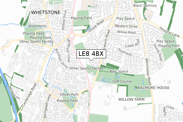LE8 4BX map - small scale - OS Open Zoomstack (Ordnance Survey) LE8 4BX map - small scale - OS Open Zoomstack (Ordnance Survey)