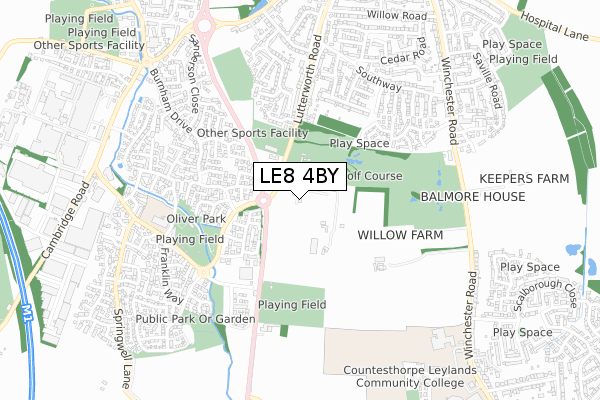 LE8 4BY map - small scale - OS Open Zoomstack (Ordnance Survey)