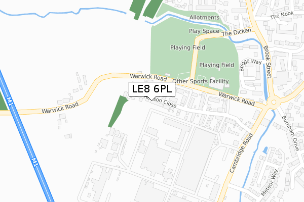 LE8 6PL map - large scale - OS Open Zoomstack (Ordnance Survey)