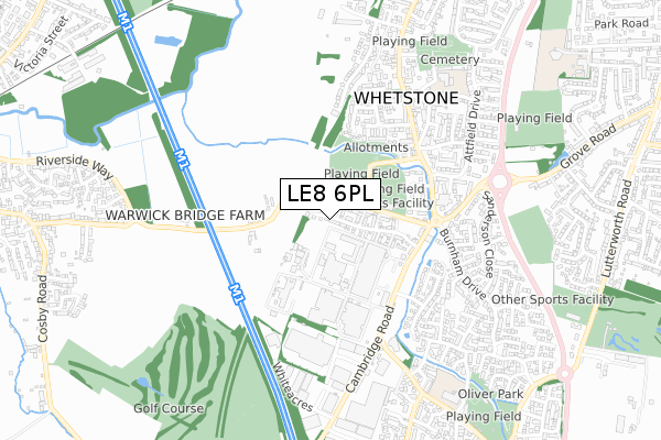 LE8 6PL map - small scale - OS Open Zoomstack (Ordnance Survey)