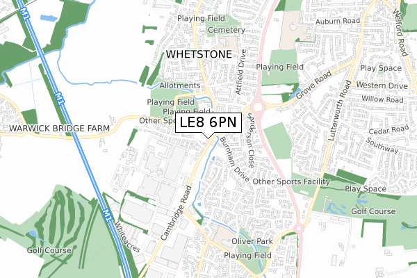 LE8 6PN map - small scale - OS Open Zoomstack (Ordnance Survey)