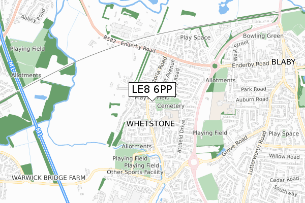 LE8 6PP map - small scale - OS Open Zoomstack (Ordnance Survey)