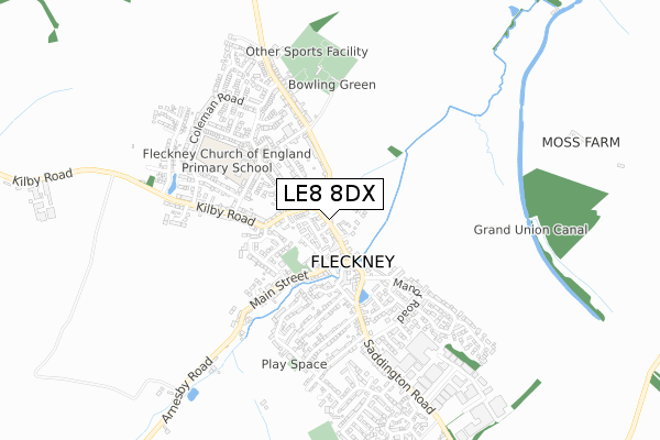 LE8 8DX map - small scale - OS Open Zoomstack (Ordnance Survey)