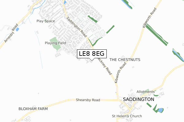 LE8 8EG map - small scale - OS Open Zoomstack (Ordnance Survey)