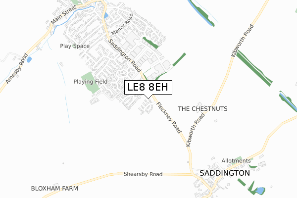 LE8 8EH map - small scale - OS Open Zoomstack (Ordnance Survey)