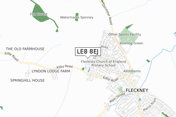 LE8 8EJ map - small scale - OS Open Zoomstack (Ordnance Survey)