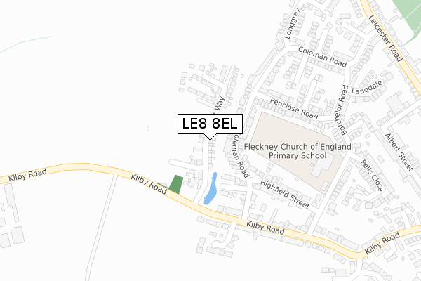 LE8 8EL map - large scale - OS Open Zoomstack (Ordnance Survey)