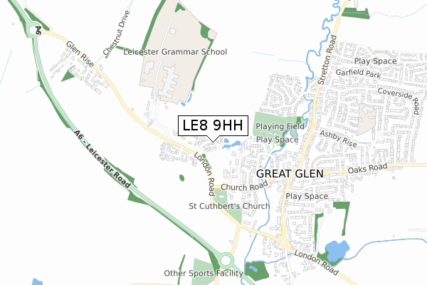 LE8 9HH map - small scale - OS Open Zoomstack (Ordnance Survey)