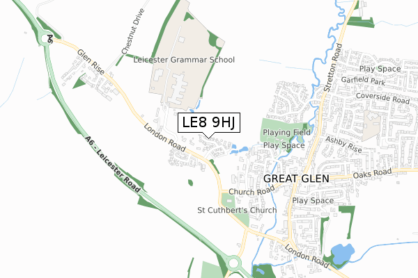 LE8 9HJ map - small scale - OS Open Zoomstack (Ordnance Survey)