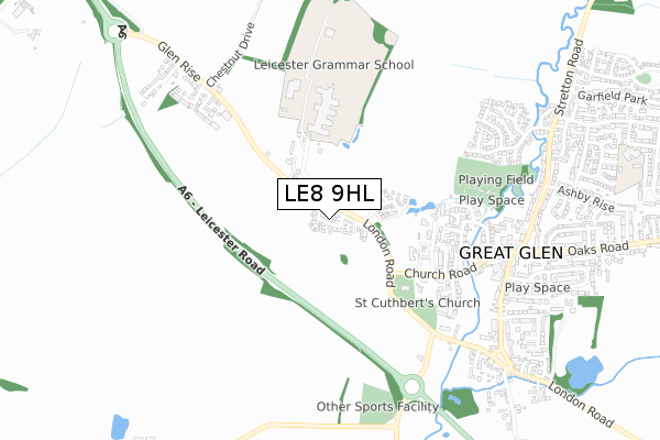 LE8 9HL map - small scale - OS Open Zoomstack (Ordnance Survey)