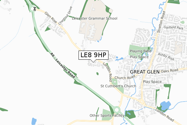 LE8 9HP map - small scale - OS Open Zoomstack (Ordnance Survey)