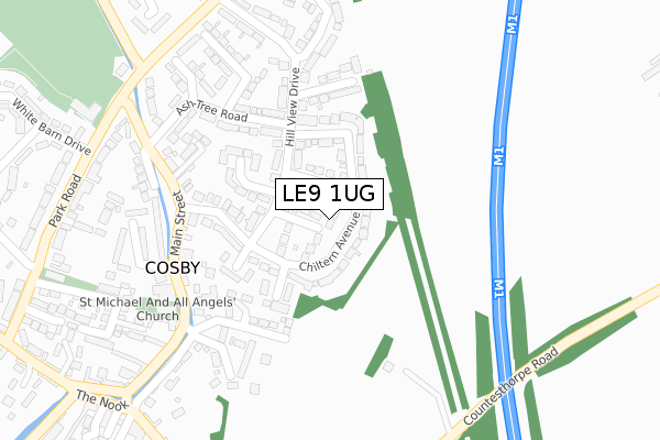 LE9 1UG map - large scale - OS Open Zoomstack (Ordnance Survey)