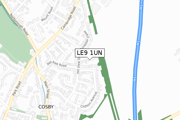 LE9 1UN map - large scale - OS Open Zoomstack (Ordnance Survey)