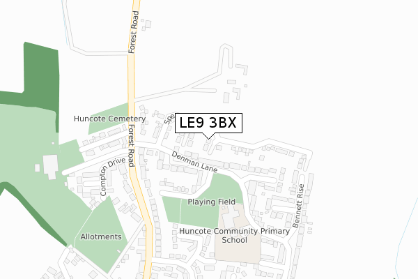 LE9 3BX map - large scale - OS Open Zoomstack (Ordnance Survey)