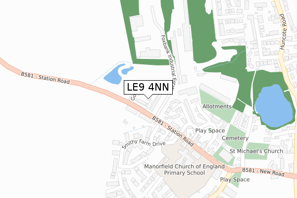LE9 4NN map - large scale - OS Open Zoomstack (Ordnance Survey)