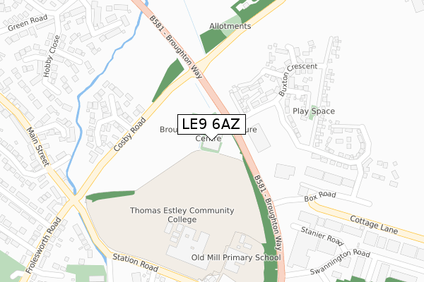 LE9 6AZ map - large scale - OS Open Zoomstack (Ordnance Survey) LE9 6AZ map - large scale - OS Open Zoomstack (Ordnance Survey)