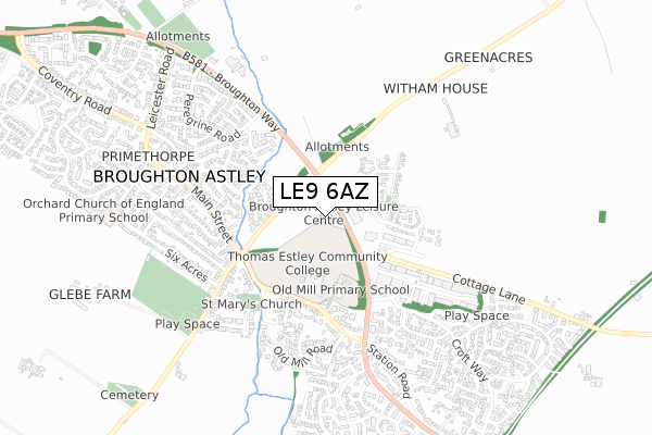 LE9 6AZ map - small scale - OS Open Zoomstack (Ordnance Survey) LE9 6AZ map - small scale - OS Open Zoomstack (Ordnance Survey)